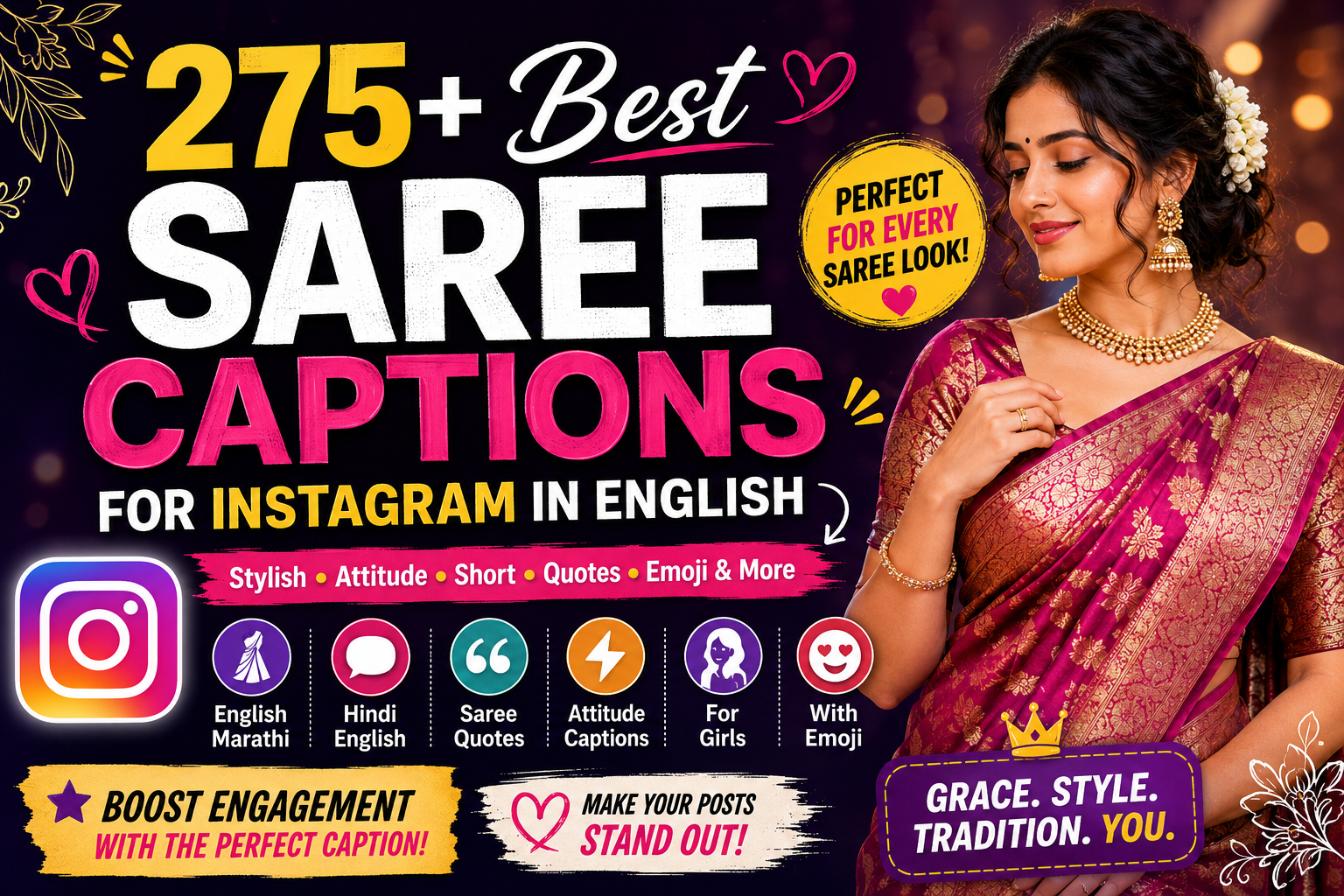 275+ Best Saree Captions for Instagram in English