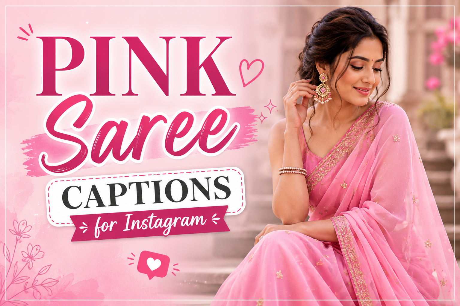 Pink Saree Captions for Instagram